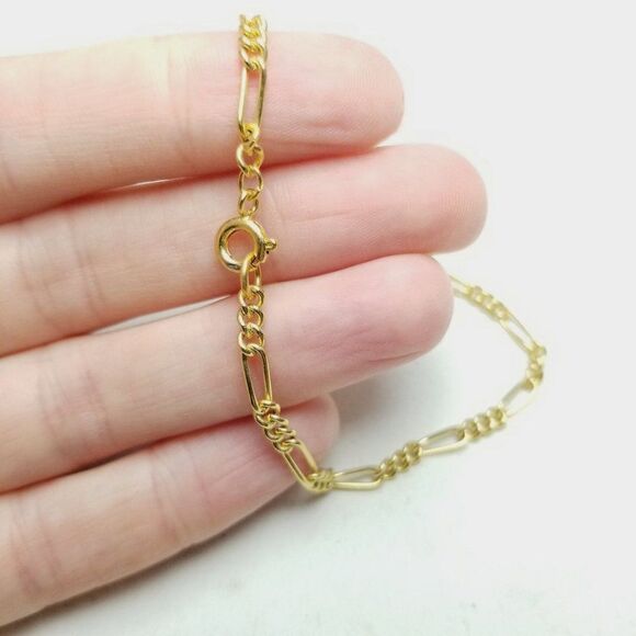 Vintage Simple Gold Tone Chain Bracelet, Nice Length Unisex Style, Stacking - Picture 2 of 4